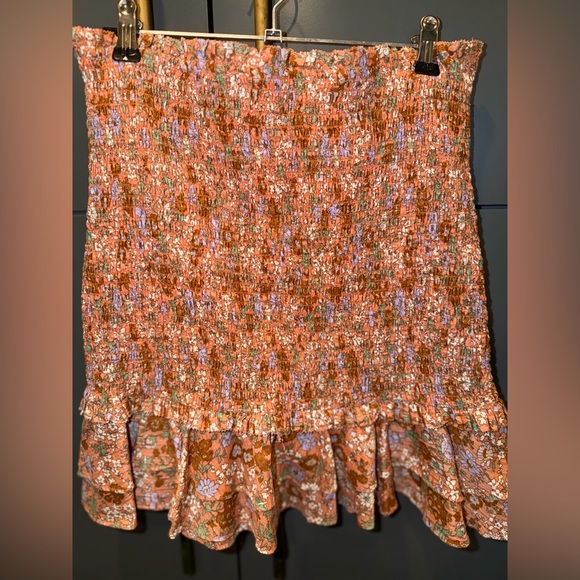 Veronica Beard Melodie Floral-Print Smocked Cotton Mini Skirt Womens Size 2 - Picture 3 of 4